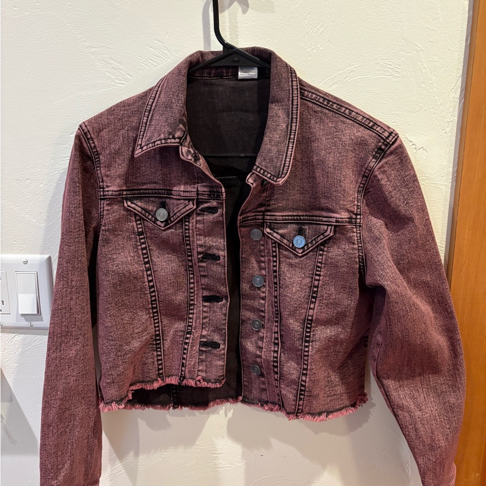 Cropped Pink Denim Jacket